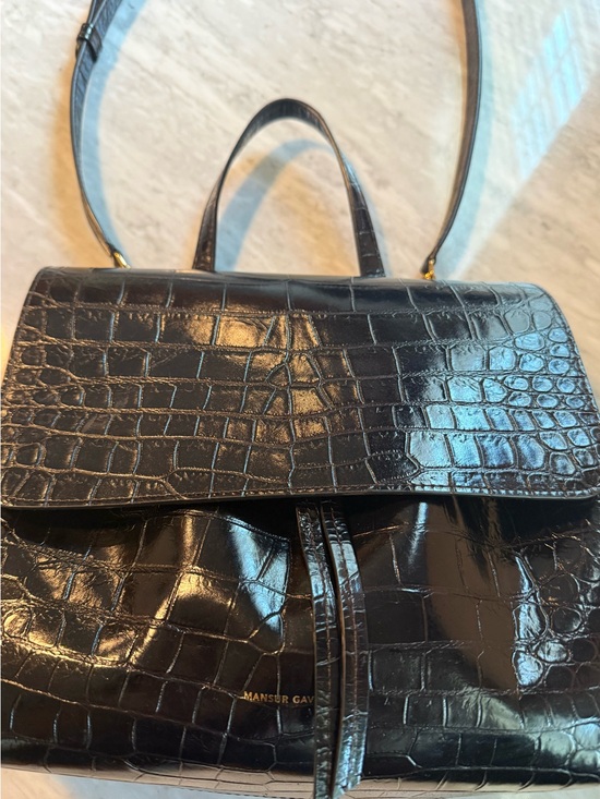 Mansur Gavriel Handbags - Mansur Gavriel Black Croc-Embossed Ladybag NWOT